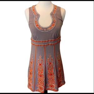 INC Gray and Orange Keyhole Dress